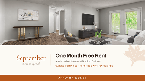 A September move-in special offering a one month free rent.
