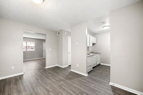 Living And Kitchen View at Bradford Gwinnett Apartments and Townhomes, Norcross, 30071