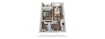 1 Bedroom Garden Style Floor Plan | 729 Sq. Ft. at Crogman School Lofts, Atlanta, 30315