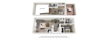 2 bedroom, 2 bathroom townhome floor plan at Crogman School Lofts in Atlanta, GA