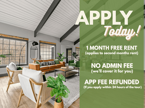 A promotional image for a free one month rent offer at a property.