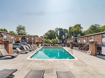 our apartments have a resort style pool with lounge chairs