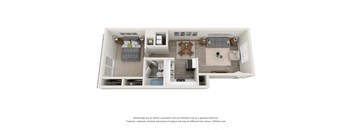 1 Bed 1 Bath Floor Plan at Georgian Oaks Apartments 2, Smyrna