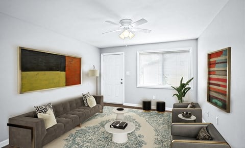 Spacious Living Room Updated Flooring at Gardens at Washington Park 2, Atlanta, 30314
