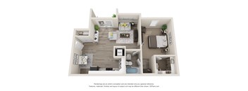 1 Bedroom Floor Plan | 693 Sq. Ft. at Woodbriar Management, LLC, Tucker, Georgia