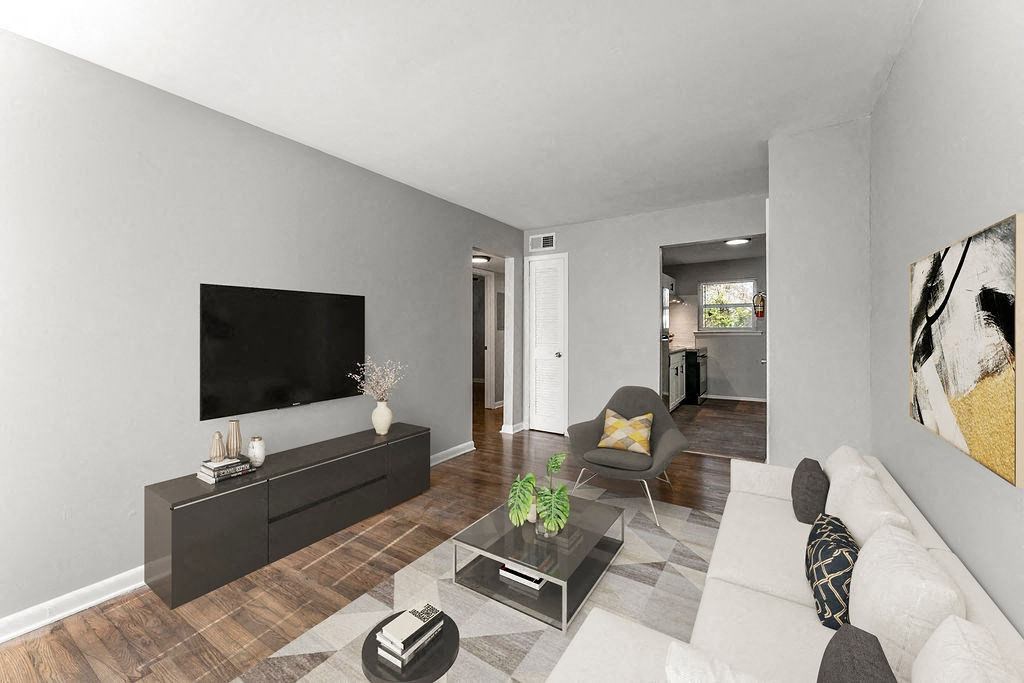 Classic Living Room Design With Television at Gardens at Washington Park, Atlanta