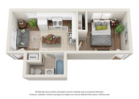 Studio with 332 sqft Studio with 332 sqft at Gardens at Washington Park, Atlanta, GA, 30314
