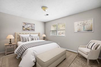 Comfortable Bedroom at Bradford Gwinnett Apartments and Townhomes, Norcross, GA 30071