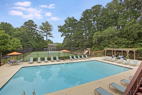 Pool area at Lacota Apartments, Atlanta, GA