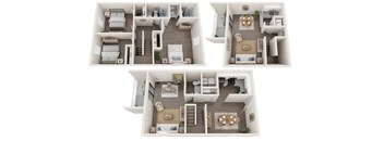 A set of four images showing different floor plans of a house.