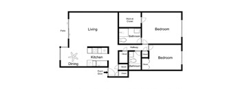 a floor plan of a house with a bedroom and a living room