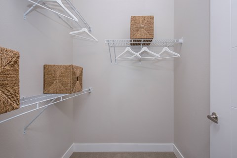 Walk-in closet with built-in shelves