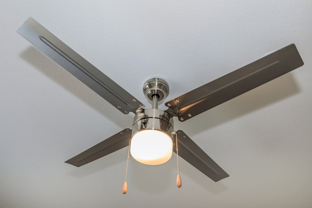 A ceiling fan with a light fixture.