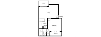 a floor plan of a house with a bedroom and a living room