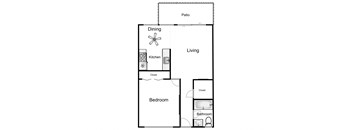a floor plan of a house with a bedroom and a living room