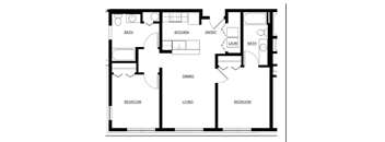 A black and white floor plan of a house with labeled rooms.