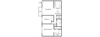 a floor plan of a house with a bedroom and a living room