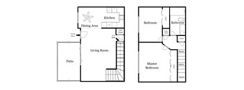 a floor plan of a house with a living room and a dining room
