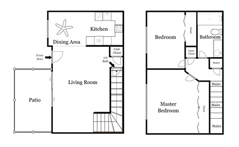 a floor plan of a house with a living room and a dining room