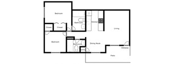 a floor plan of a house with a living room and a bedroom