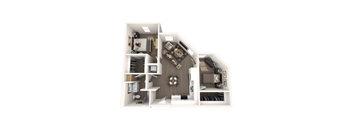 a 3d floor plan of a 2100 sq ft apartment