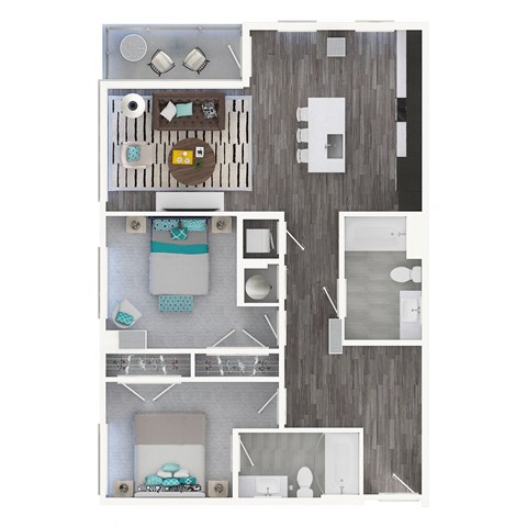 a floor plan of a bedroom with a bathroom and a living room
