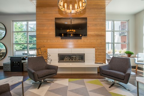 Resident clubhouse with fireplace