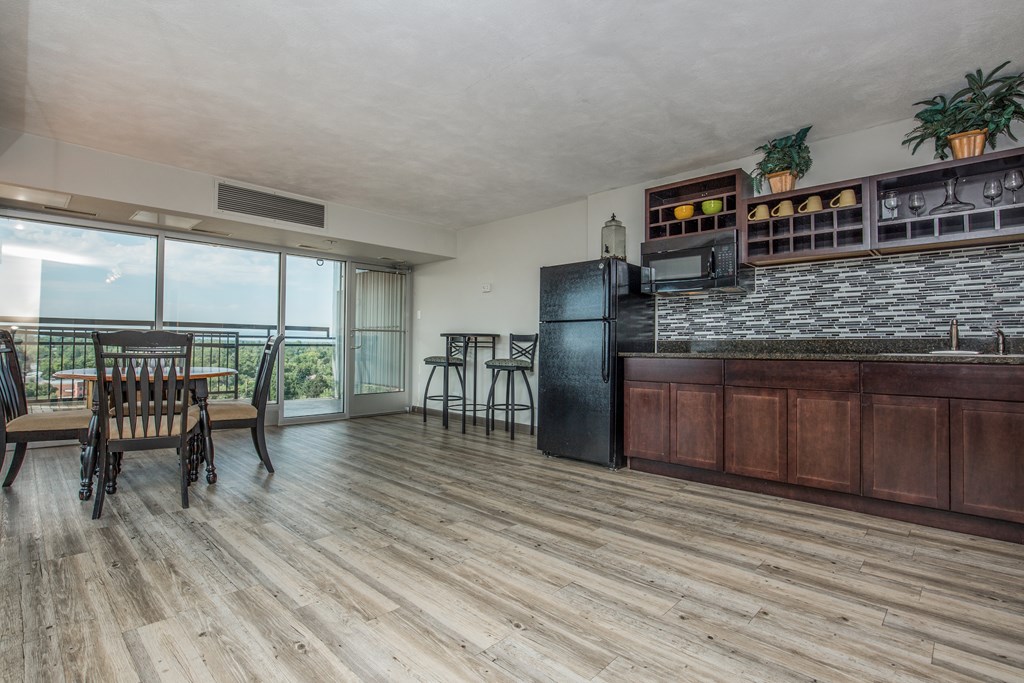 Resident lounge with kitchen area