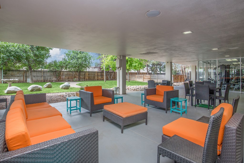 Resident lounge area with tables and chairs
