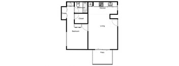 a floor plan of a house with a bedroom and a living room