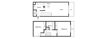 a floor plan of a living room with a kitchen and a bedroom