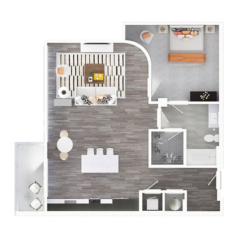 a floor plan of a bedroom with a bathroom and a living room