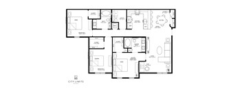 A black and white image of a floor plan for a home layout.
