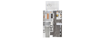 a floor plan of a bedroom with a bathroom and a living room