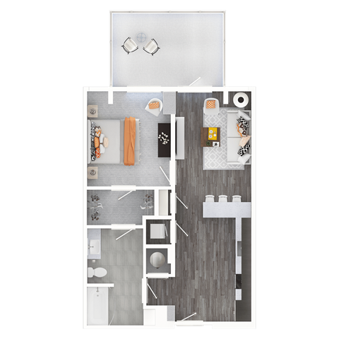 a floor plan of a bedroom with a bathroom and a living room