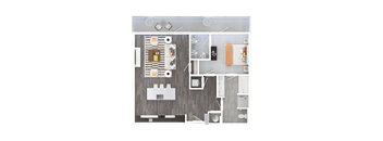 a floor plan of a bedroom with a bathroom and a living room