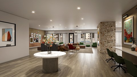 Clubhouse with seating and nice lighting