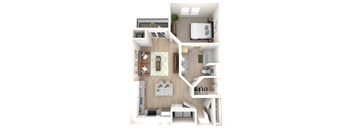 a1 floor plan  1 bedroom with 2 baths  129