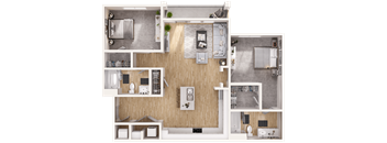 A detailed floor plan of a modern apartment layout.
