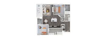 a floor plan of a bedroom and a bathroom
