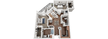 A detailed 3D floor plan of a house showing all rooms and their layouts.