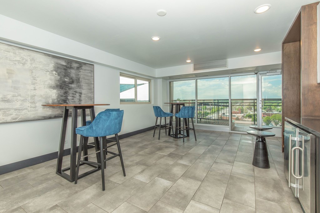 Clubhouse with tables and chairs