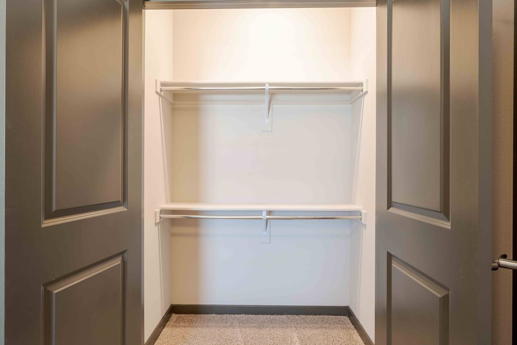 Linen closet with shelves.
