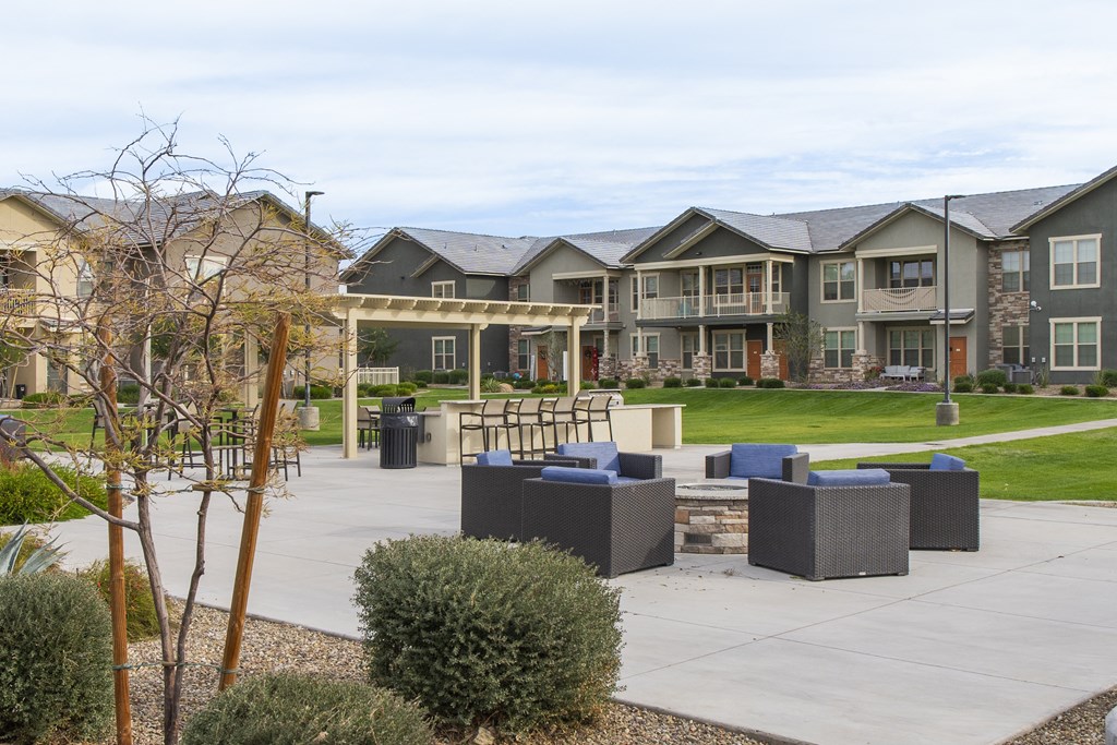 an outdoor area with chairs