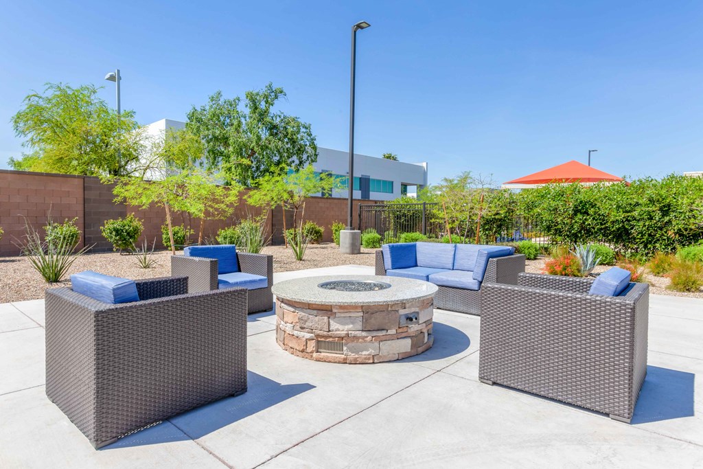 Outdoor seating and firepit