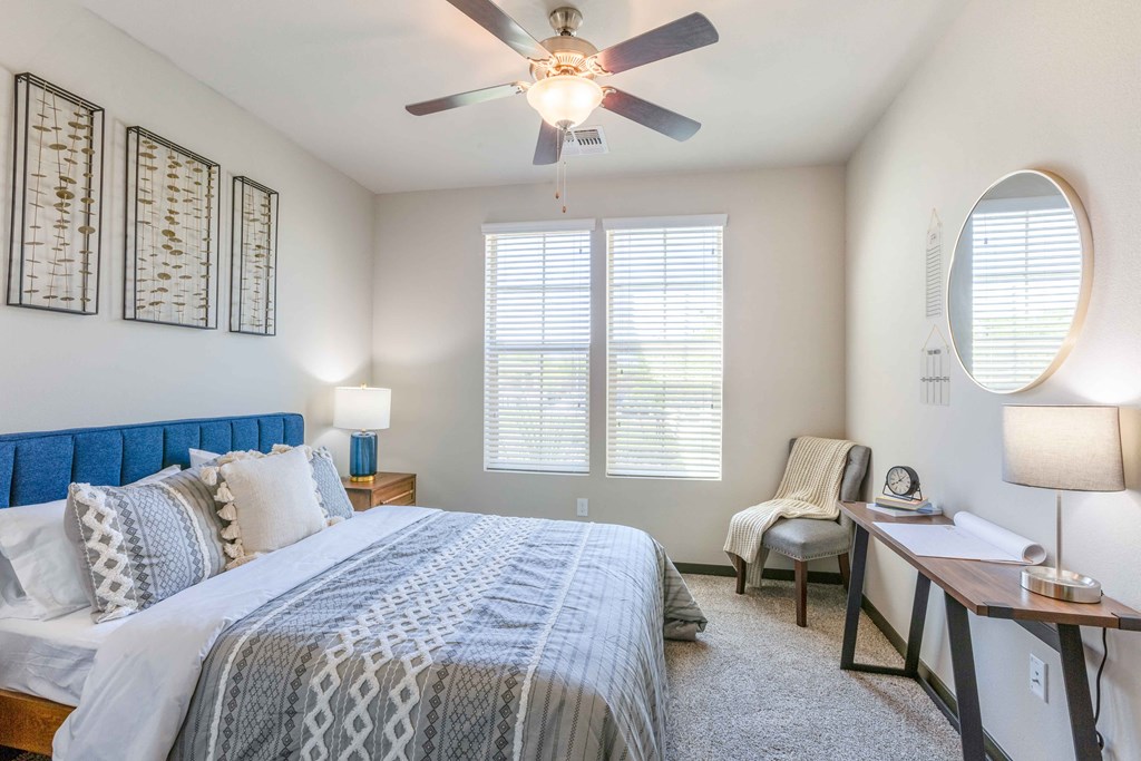 Bedroom with large windows
