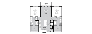 A black and white floor plan of a house with a balcony.