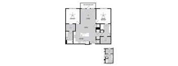 A black and white floor plan of a house with labeled rooms.