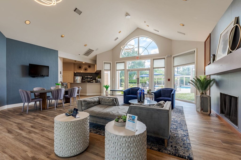 Clubhouse with a couch and a table