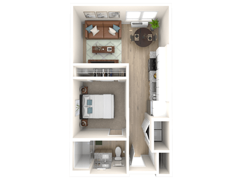 a floor plan of a house with a bedroom and a living room